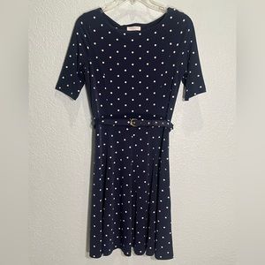 CHARTER CLUB PETITE Beautiful Navy & White Polka Dot Dress Size PS